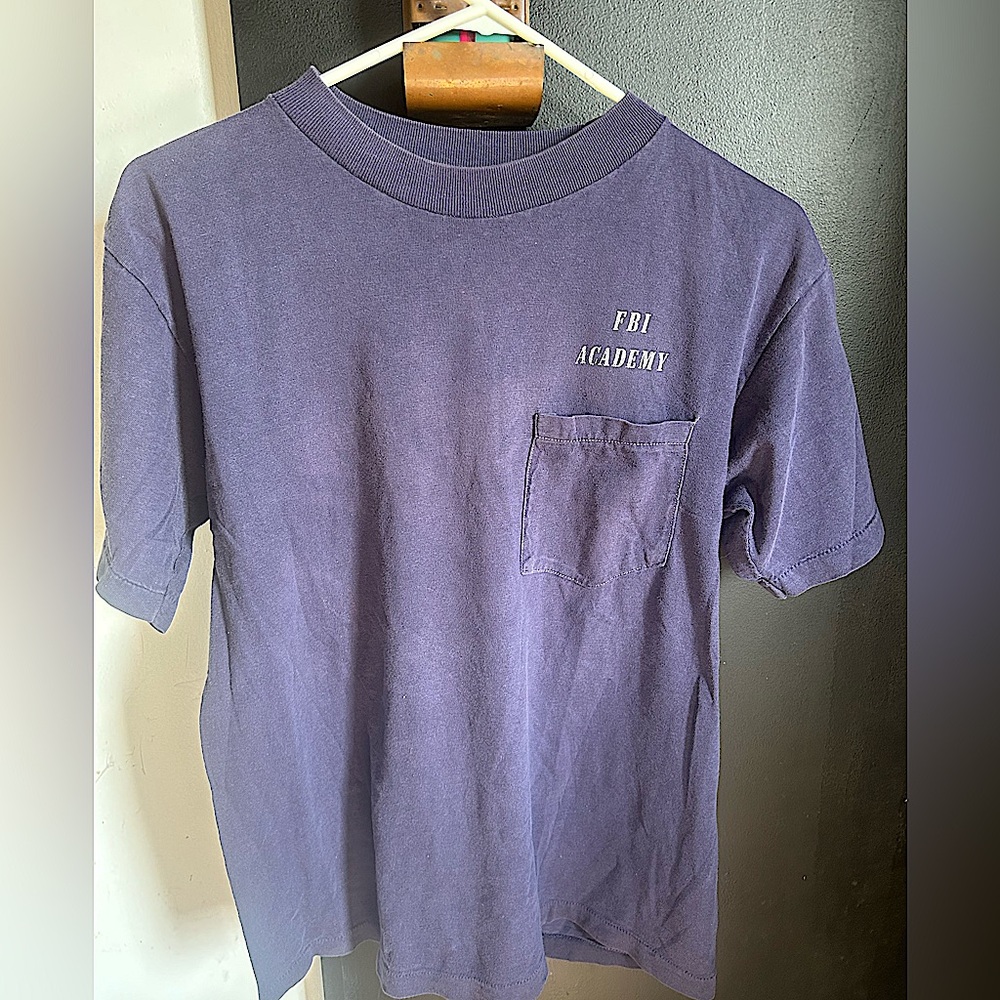 Vintage 80s 50/50 Cotton Poly Blue RARE FBI Academy  Tshirt Size M